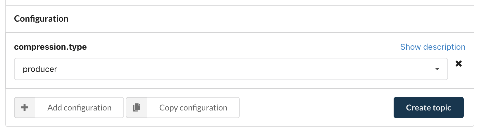 Topic create configuration in Kpow