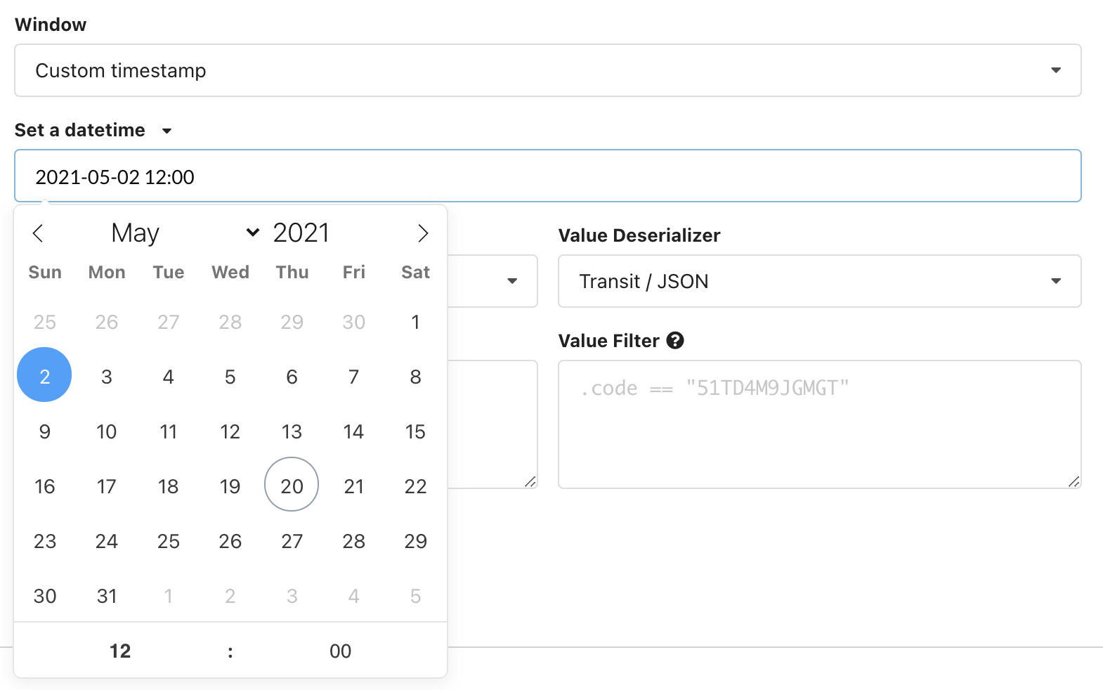 Specifying a custom datetime